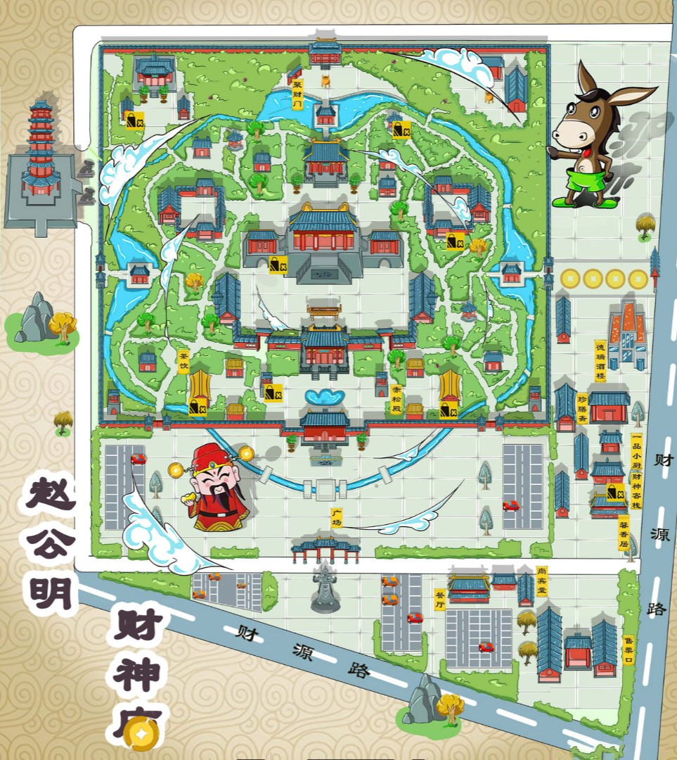 镇平寺庙类手绘地图